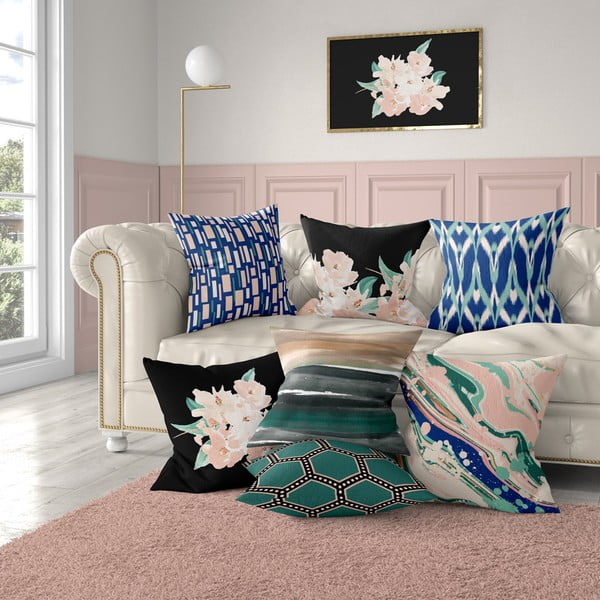 Niebiesko-różowa poszewka na poduszkę Mike & Co. NEW YORK Honey Artsy, 43x43 cm-image-1