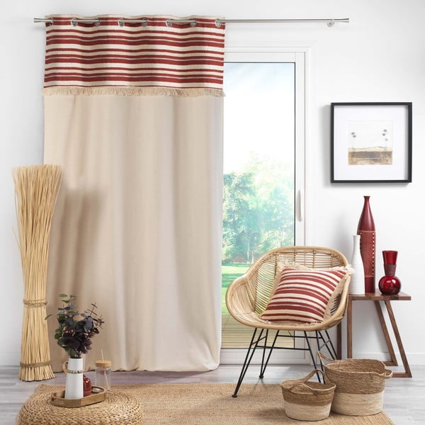 Ceglasto-naturalna bawełniana zasłona 140x240 cm Atlas – douceur d'intérieur-image-2