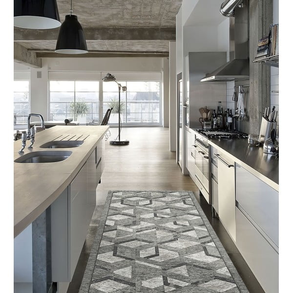 Szaro-czarny chodnik Floorita Hypnotik, 55x140 cm-image-1