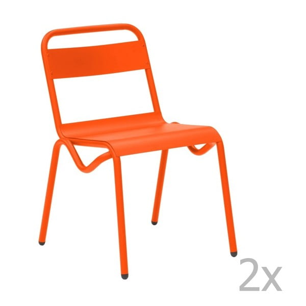 Zestaw 2 pomarańczowych krzeseł ogrodowych Isimar Anglet