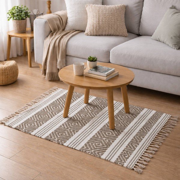 Dywan z mieszanki bawełny odpowiedni do prania w naturalnym kolorze 50x80 cm Murano – douceur d'intérieur-image-1