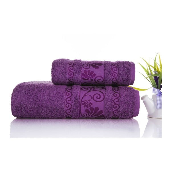 Zestaw 2 ręczników Carmen Purple, 50x90 i 90x150 cm