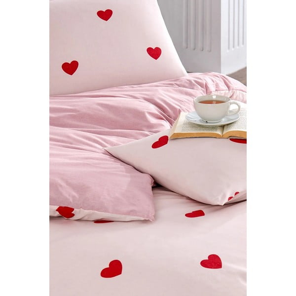 Różowa pościel dwuosobowa z prześcieradłem/4-częściowa 200x220 cm Red Heart – Mila Home-image-2