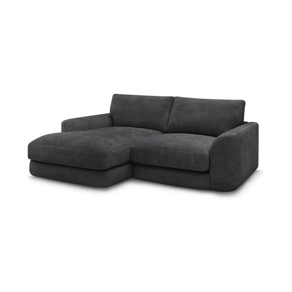 Czarny narożnik z tkaniny szenilowej (lewostronny/z szezlongiem) Leonore – Bobochic Paris