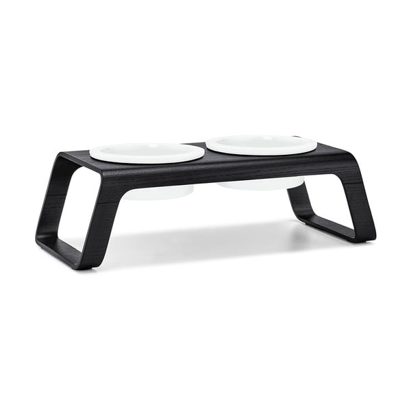 Zestaw misek ze stojakiem dla psów Desco Ash Black Stained M – MiaCara