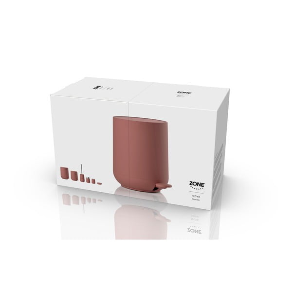 Jasnoczerwony plastikowy kosz na śmieci z pedałem 3 l Nova – Zone-image-3