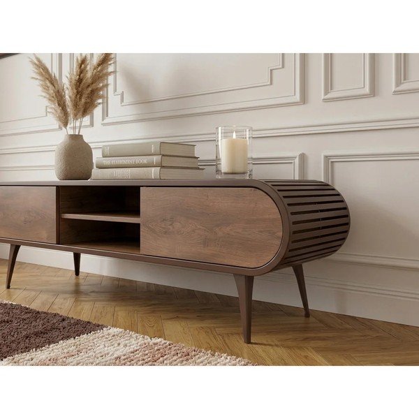 Szafka pod TV w dekorze dębu w naturalnym kolorze 180x52x40 cm Billie – Bobochic Paris-image-4