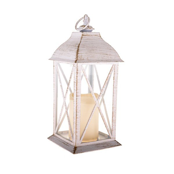 Biały lampion LED na baterie (wysokość 30,5 cm) – Dakls