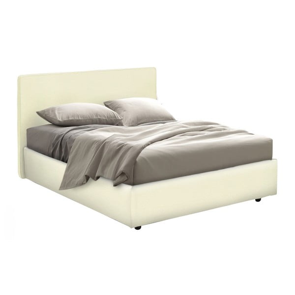 Beżowe łóżko jednoosobowe ze schowkiem i materacem 13Casa Ninfea, 120x190 cm