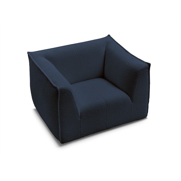 Ciemnoniebieski fotel z materiału bouclé Giorgia – Bobochic Paris-image-4