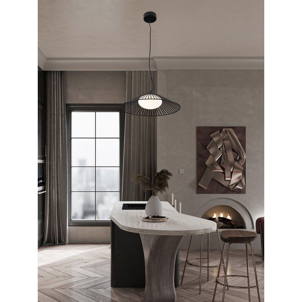 Metalowa lampa wisząca LED w kolorze matowej czerni ze szklanym kloszem ø 50 cm Brume – Nova Luce-image-1