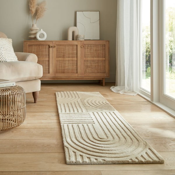 Beżowy wełniany dywan 60x230 cm Zen Garden - Flair Rugs-image-1