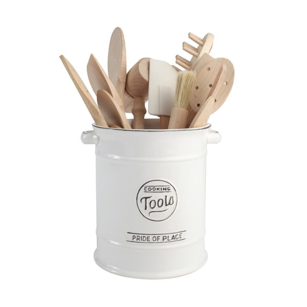 Biały pojemnik ceramiczny na przybory kuchenne T&G Woodware Pride of Place-image-1