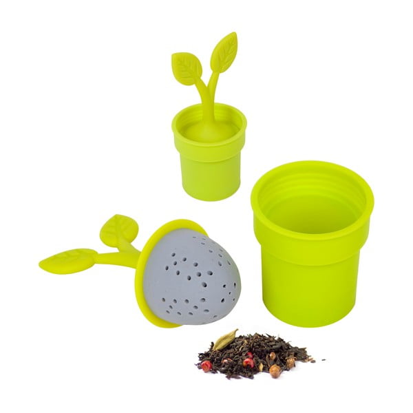 Silikonowe sitko do herbaty Flower Pot, zielone