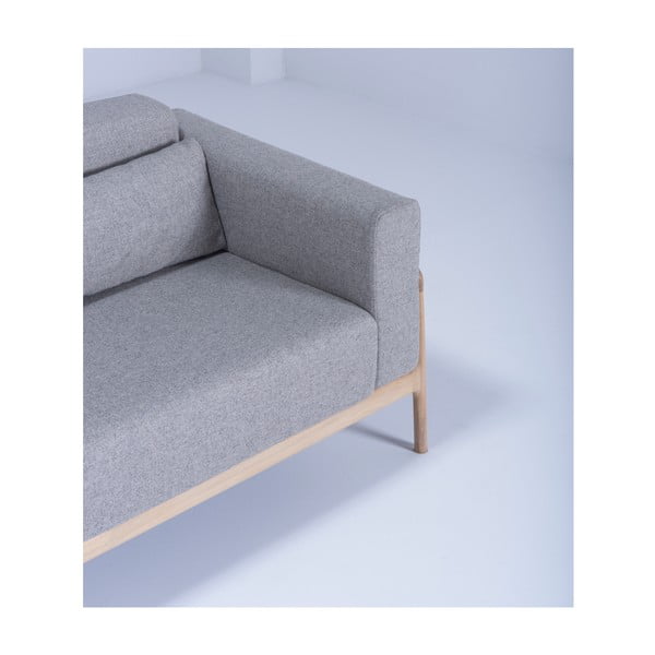 Szara sofa z konstrukcją z litego drewna dębowego Gazzda Fawn, 210 cm-image-4