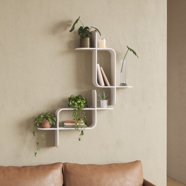 Biała wielopoziomowa półka z litego drewna kauczukowego 62 cm Montage – Umbra-image-1