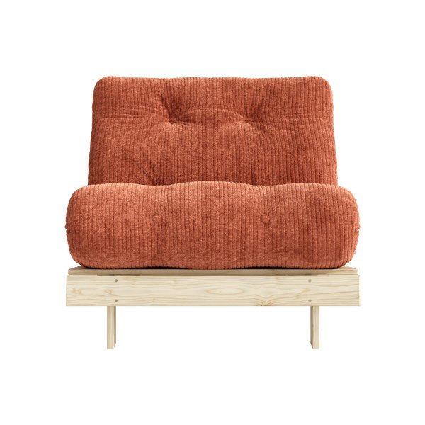 Rozkładany sztruksowy fotel futon w kolorze terakoty Roots – Karup-image-3