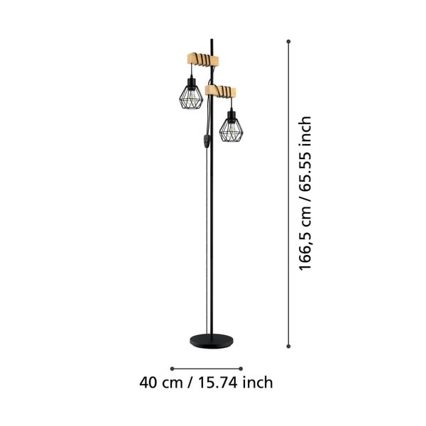 Lampa stojąca w czarno-naturalnym kolorze (wysokość 166,5 cm) TOWNSHEND 5 – EGLO-image-2