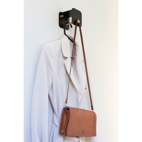 Czarny metalowy wieszak ścienny z półką Hang in There – UMAGE-image-4