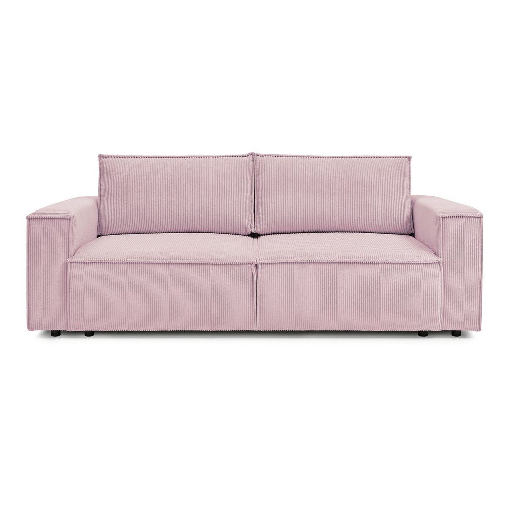 Jasnoróżowa sztruksowa rozkładana sofa 245 cm Nihad – Bobochic Paris