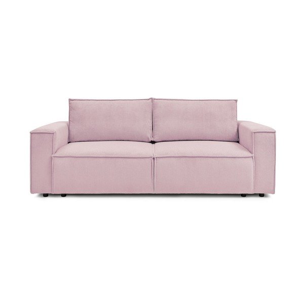 Jasnoróżowa sztruksowa rozkładana sofa 245 cm Nihad – Bobochic Paris