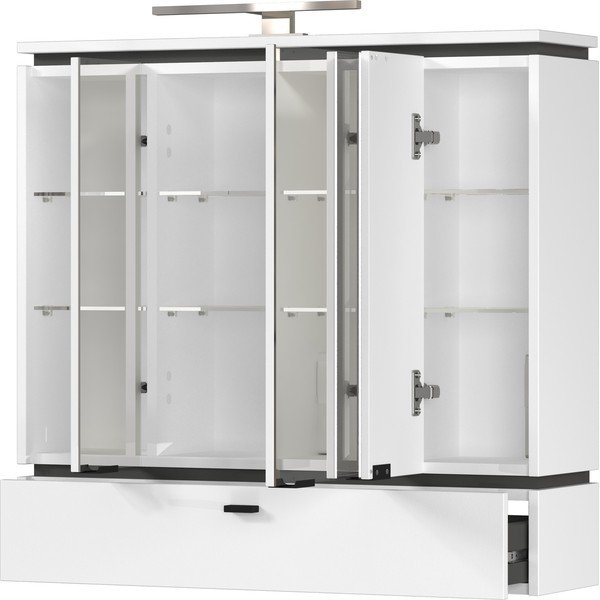 Biała szafka łazienkowa z lustrem i oświetleniem 79x80 cm Modesto – Germania-image-2