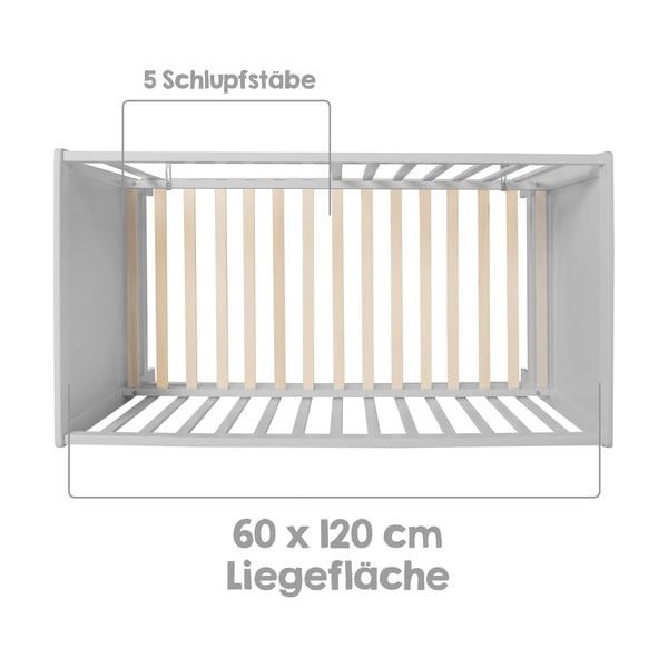 Jasnoszare łóżeczko 60x120 cm – Roba-image-4