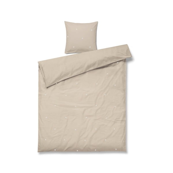 Beżowa pościel jednoosobowa z perkalu bawełnianego 140x200 cm Daisy – JUNA