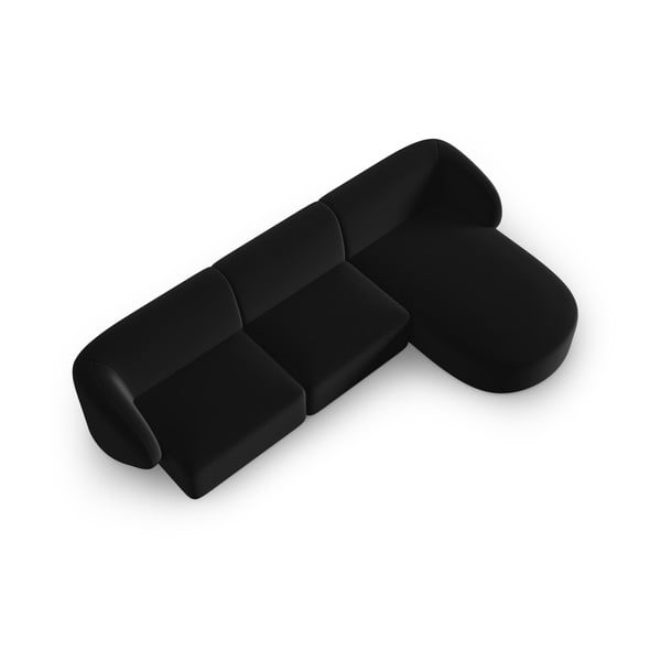 Czarny aksamitny narożnik (prawostronny/z szezlongiem) Paolo – Milo Casa-image-2