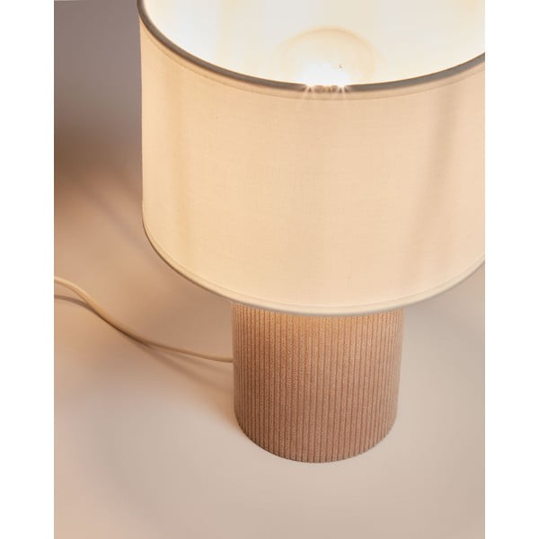 Biało-beżowa lampa stołowa z tekstylnym kloszem (wysokość 29 cm) Bianella – Kave Home-image-3