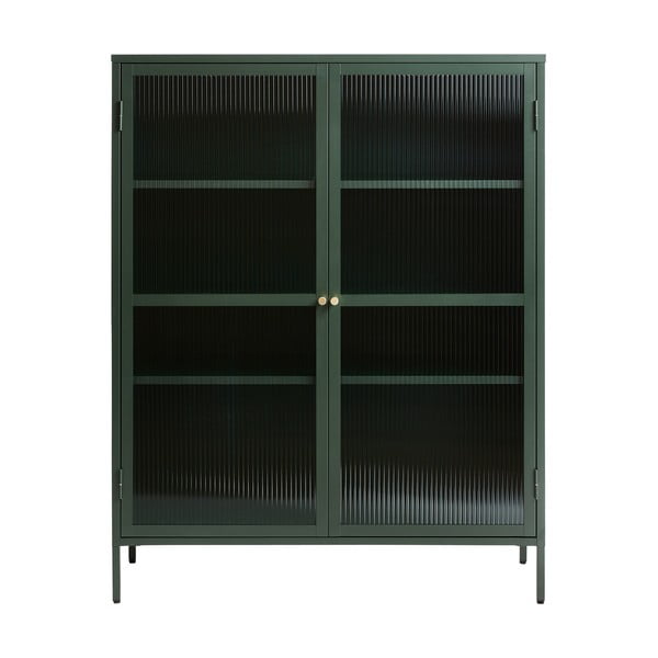 Zielona metalowa witryna Unique Furniture Bronco, wys. 140 cm