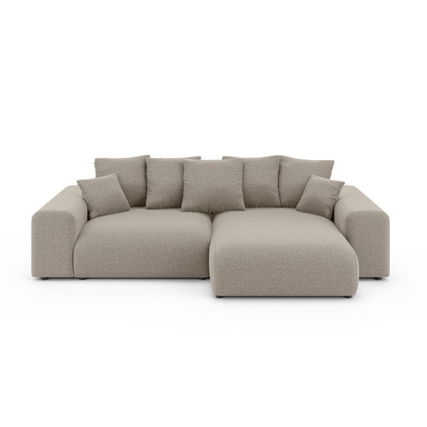 Beżowy rozkładany narożnik ze schowkiem (strona zmienna) Luma – Ropez