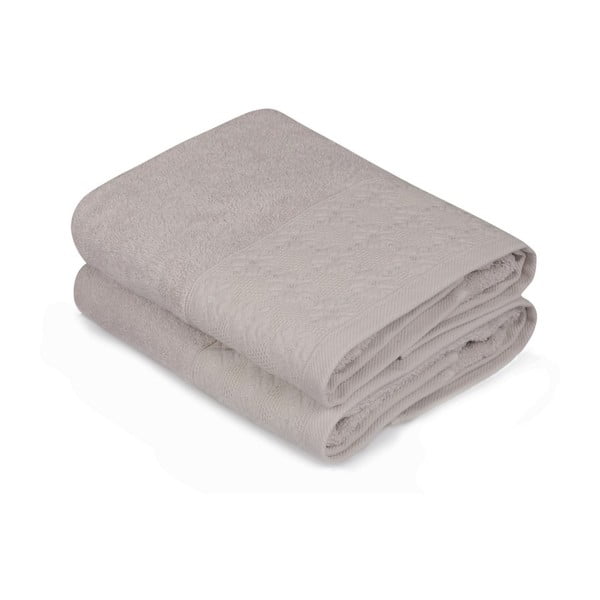 Zestaw dwóch beżowych ręczników Provence, 90x50 cm
