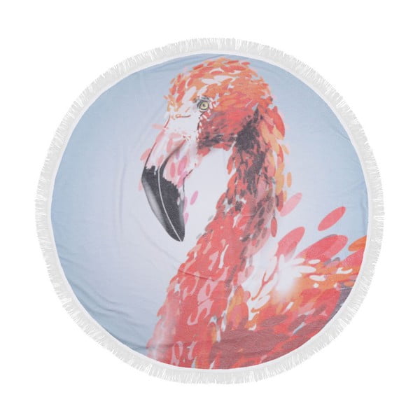 Kolorowy ręcznik plażowy ze 100% bawełny Flamingo, ⌀ 150 cm