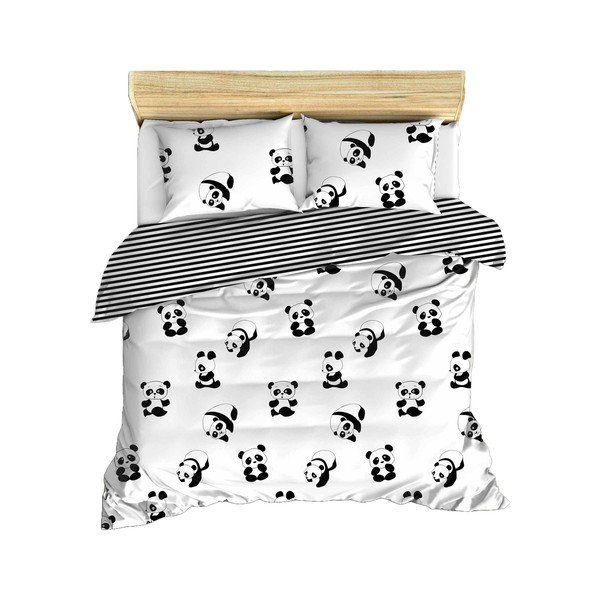 Czarno-biała pościel dziecięca dwuosobowa 200x200 cm Panda – Mijolnir