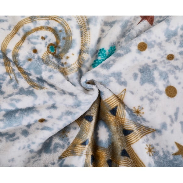 Biało-niebieska pościel jednoosobowa z mikropluszu 140x200 cm Estrellas – My House-image-1