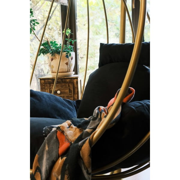 Wiszący fotel ogrodowy w czarno-złotym kolorze Damla – Floriane Garden-image-1