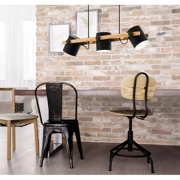 Lampa wisząca z metalowym kloszem w czarno-naturalnym kolorze HORNWOOD – EGLO-image-2