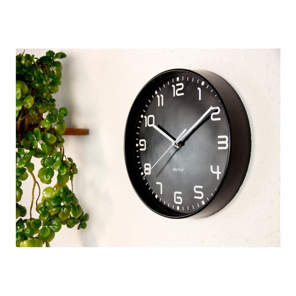 Czarny zegar WALPLUS ChicTime, ⌀ 25 cm