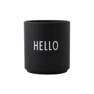 Czarny porcelanowy kubek Design Letters Favourite Hello