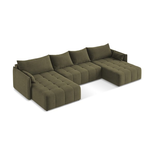 Rozkładany/ze schowkiem narożnik (w kształcie litery U) w kolorze khaki Moku – Makamii-image-2