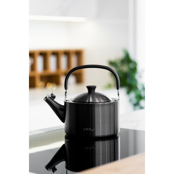 Czarny czajnik z gwizdkiem Vialli Design Diamante, 1,5 l-image-4