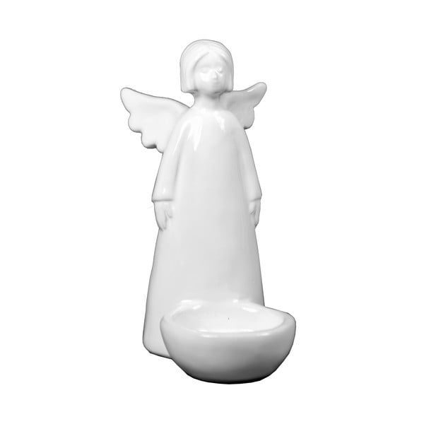 Biały świecznik na świeczkę w kształcie anioła Ego Dekor