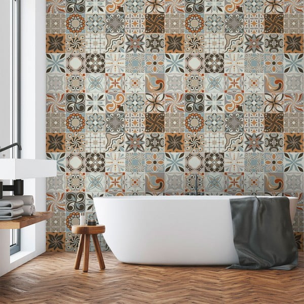 Zestaw 30 naklejek ściennych Ambiance Wall Decal Cement Tiles Bali, 15x15 cm-image-1