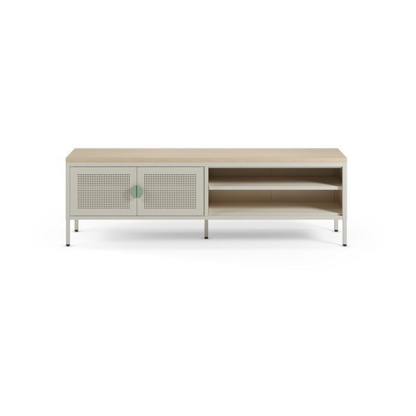Kremowa/w naturalnym kolorze metalowa szafka pod TV 160x50x35 cm Sayla – Marckeric