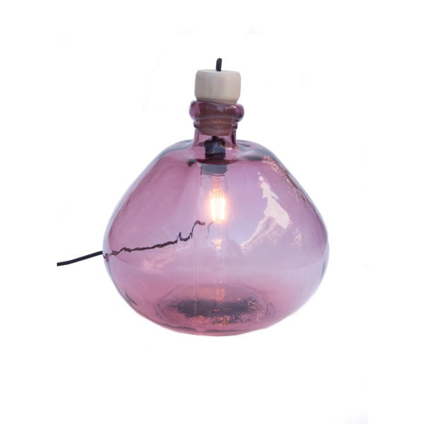 Różowa lampa ze szkła z odzysku Surdic Tropez, ø 22 cm