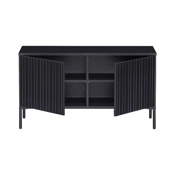 Czarna szafka pod TV z litego drewna sosnowego 100x56x44 cm Gravure – WOOOD-image-3