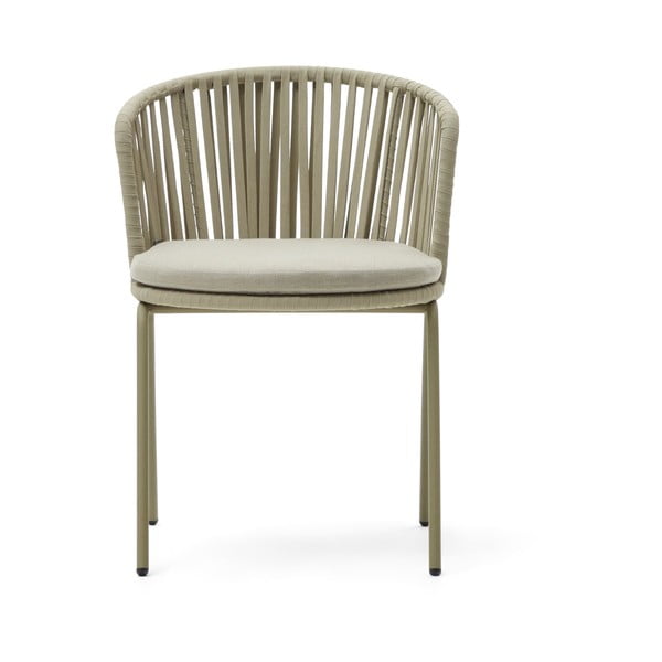 Beżowe metalowe krzesło ogrodowe Saconca – Kave Home-image-2