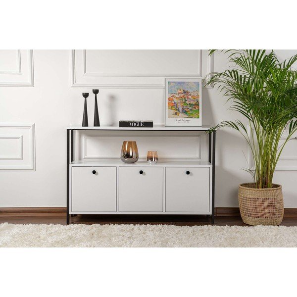 Biała konsola z matowym wykończeniem 29,5x120 cm Solace – Kalune Design-image-4