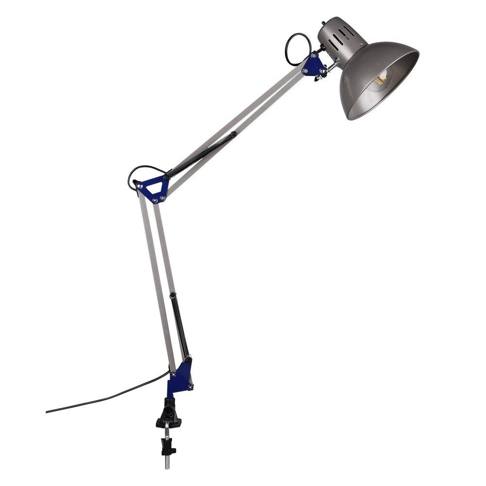 Lampa stołowa z elastyczną konstrukcją/z klipsem w kolorze srebra (wysokość 73,5 cm) Tajo – Trio